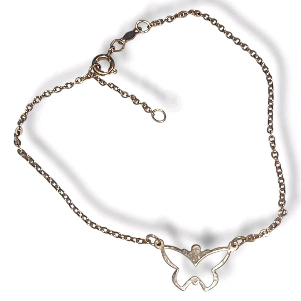 Vintage Sarah Coventry Gold Tone Butterfly Charm Anklet Ankle Bracelet 8.5